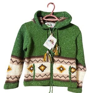 NWT Unisex Green Patterned Knit Kids Sweater/Coat